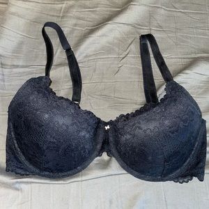 Floral Lace Balconette Bra- Black